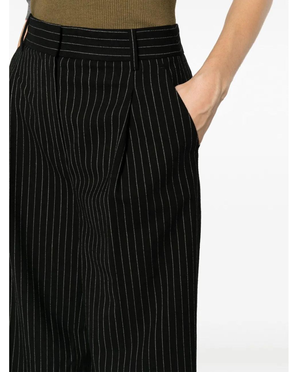 MICHAEL Michael Kors Black Pinstripe-Pattern Palazzo Pants