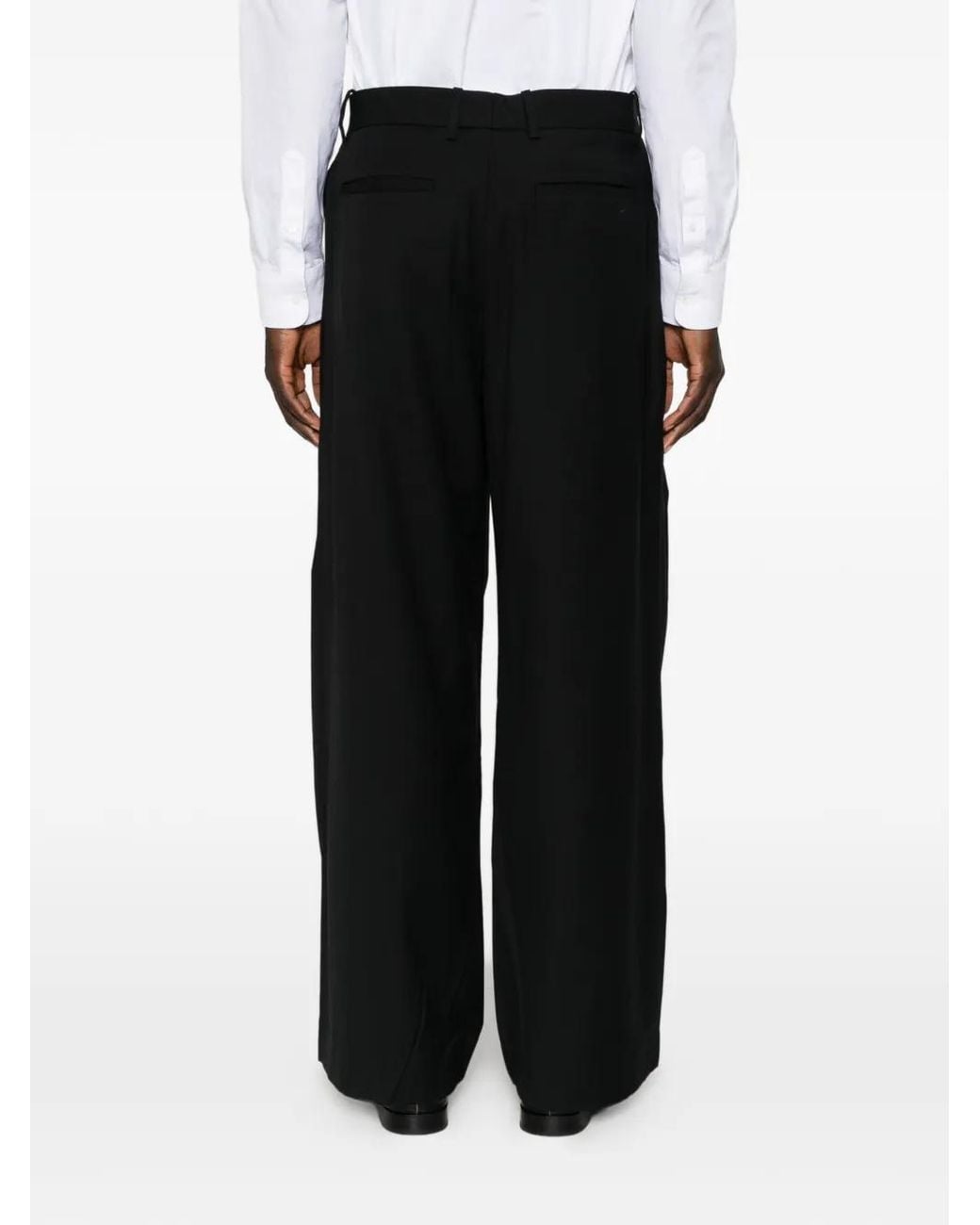 TONYWACK Black Pleated Wide-Leg Trousers for men