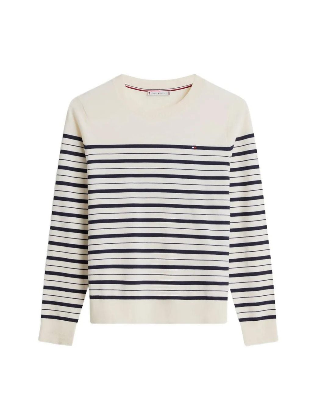 Tommy Hilfiger White Striped-Pattern Sweater