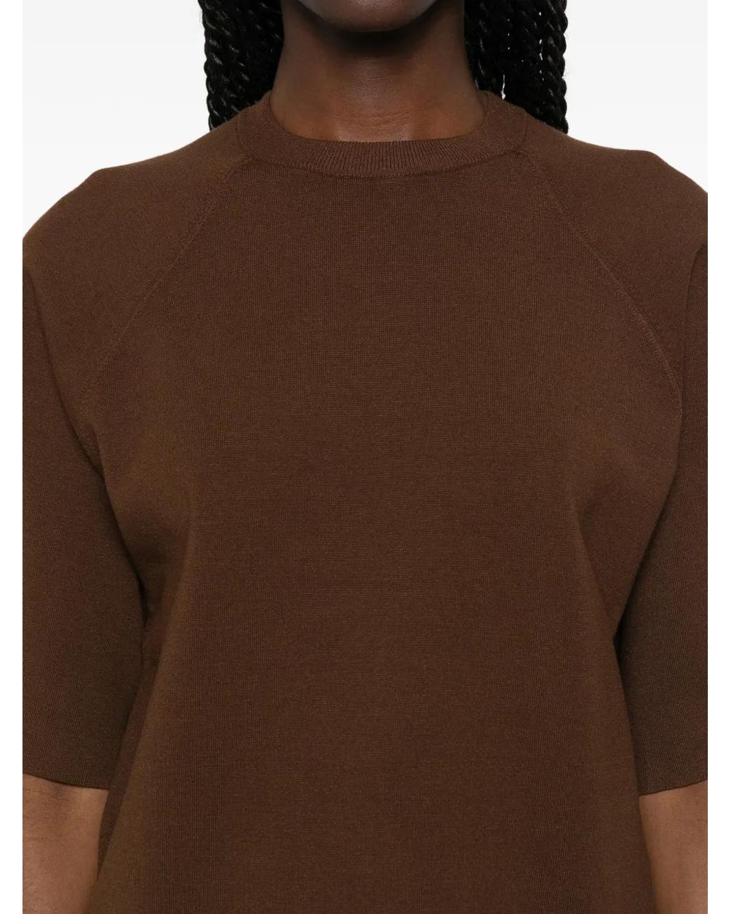 Max Mara Brown Velo Raglan-Sleeve Knitted Sweater