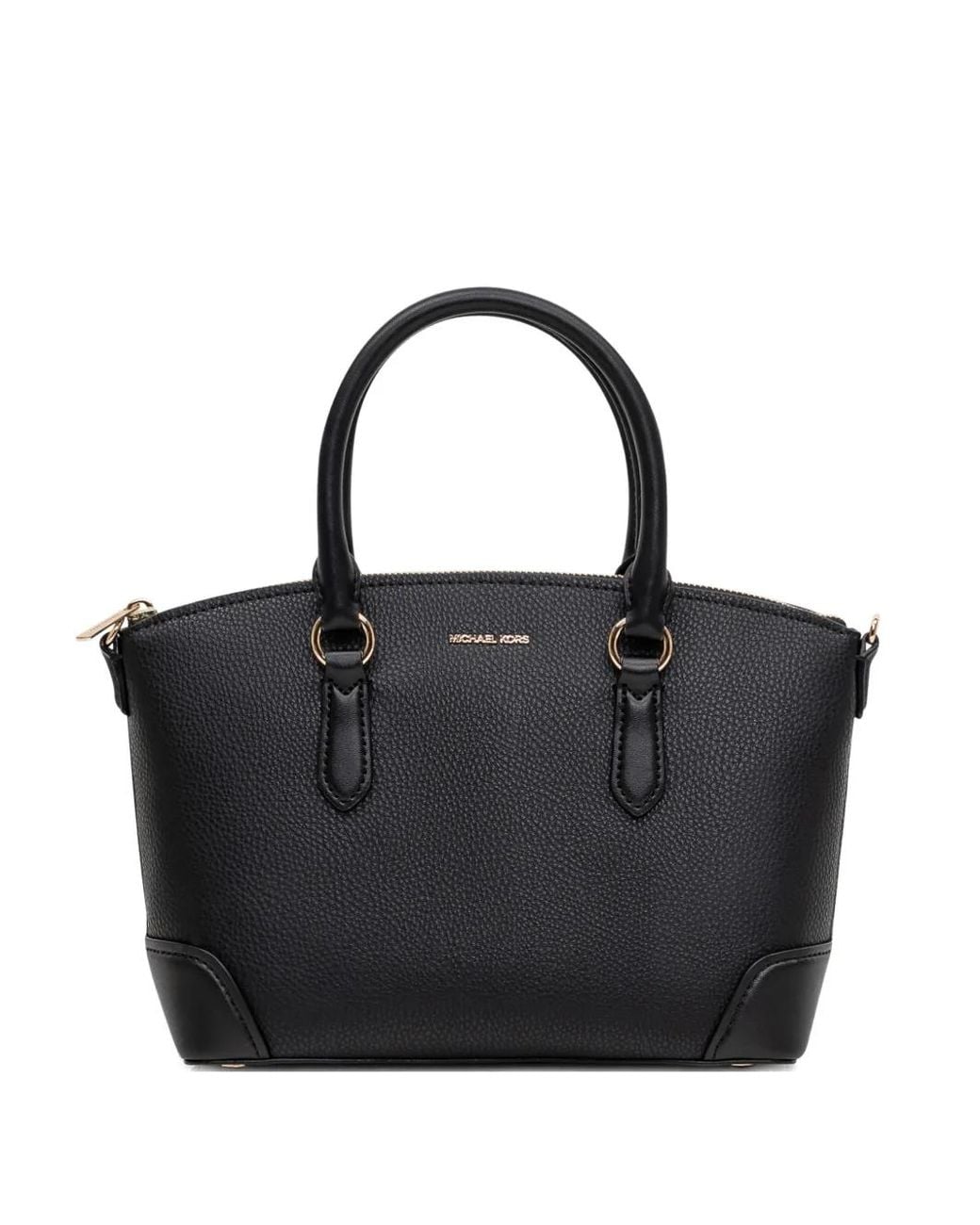 Michael Kors Black Md Ew Dome Logo-Plaque Leather Tote Bag
