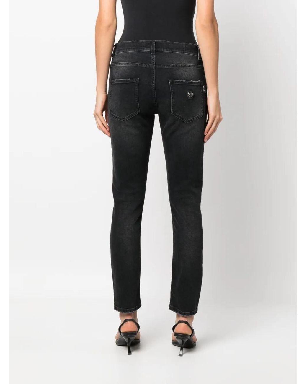 Philipp Plein Black Stonewashed Straight-Leg Jeans