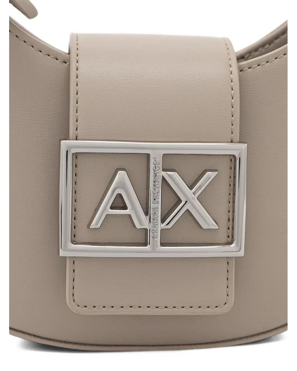 ARMANI EXCHANGE Gray Mini Logo-Plaque Shoulder Bag