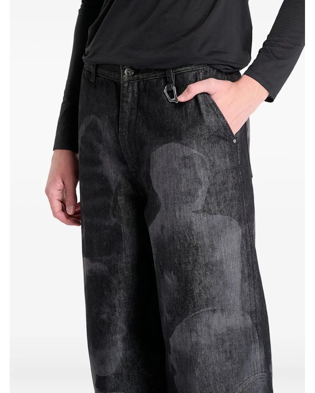 HELIOT EMIL Black Laser Denim Jeans for men
