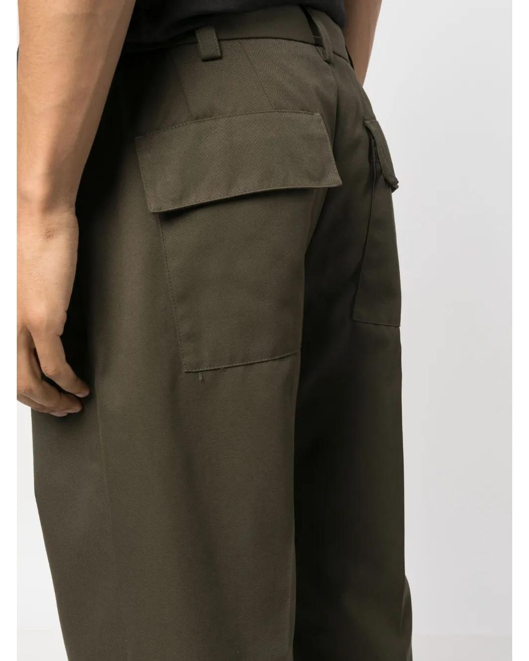 PT Torino Green Pressed-Crease Straight-Leg Trousers for men