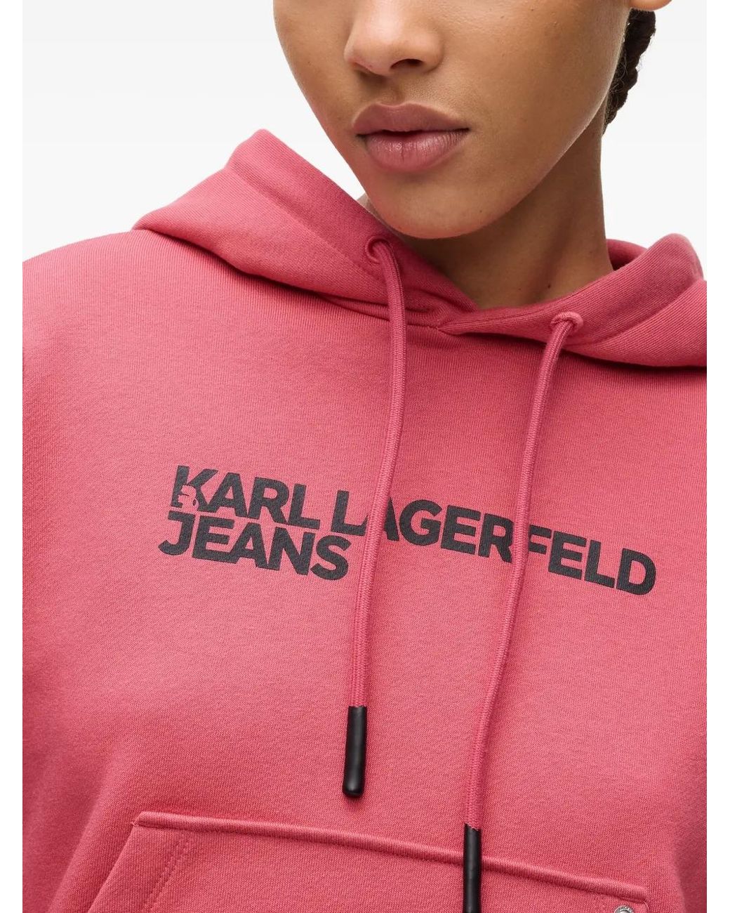 Karl Lagerfeld Pink Logo-Print Hoodie