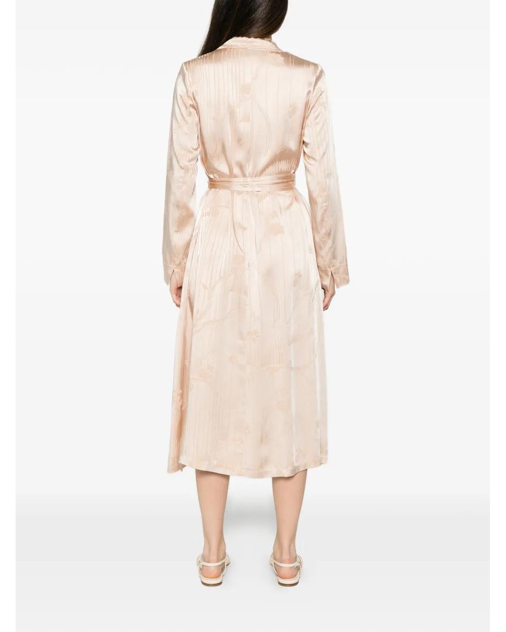 Forte_forte White Floral-Jacquard Wrap Midi Dress