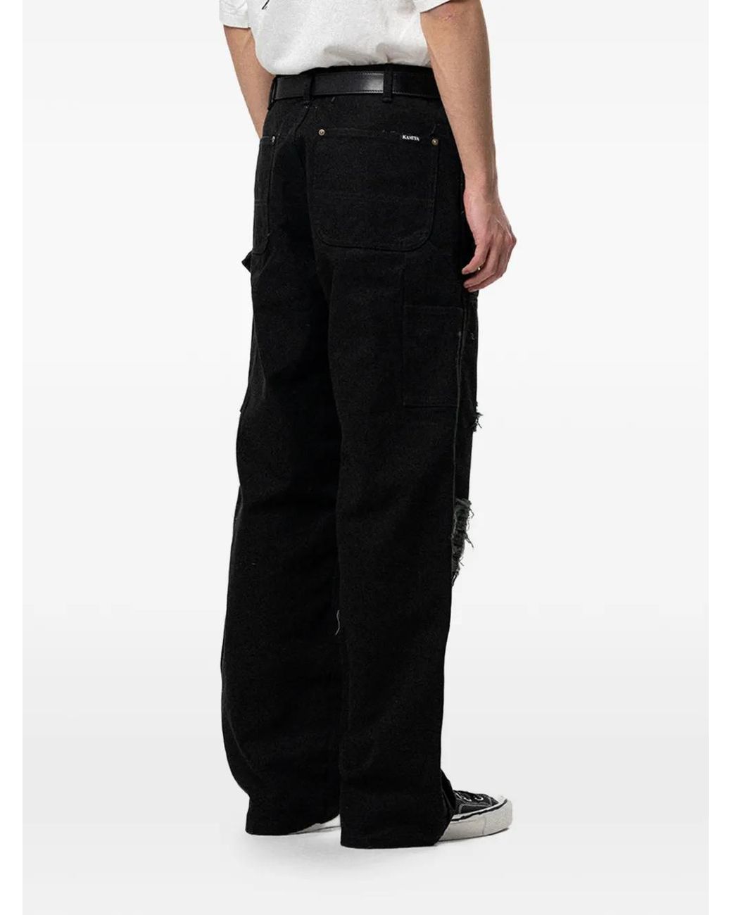 KAMIYA Black Boro Distressed Trousers for men