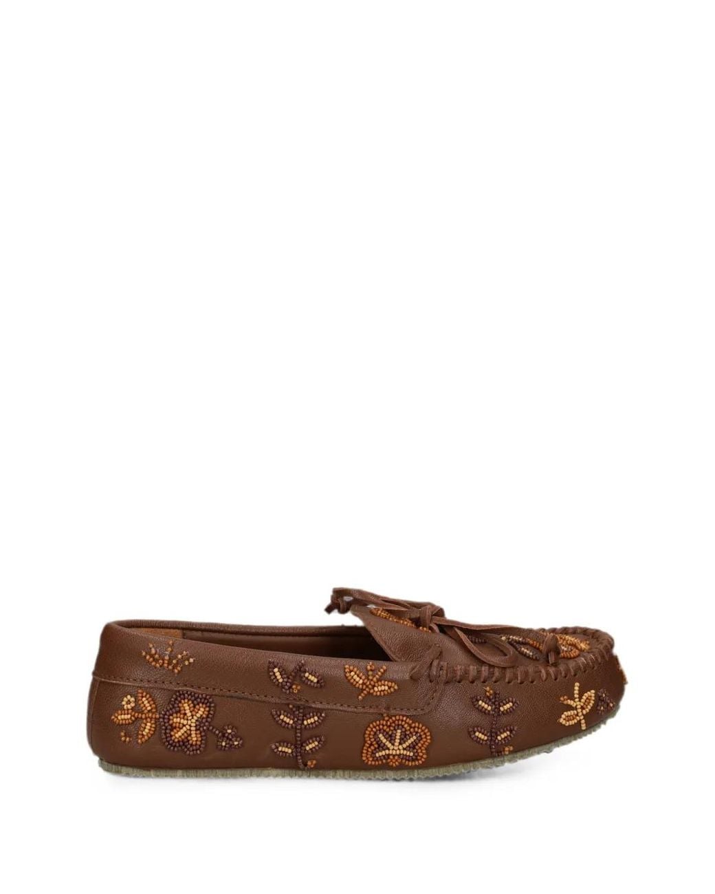 De Siena Shoes Brown Arianna Bead-Embellished Leather Loafers