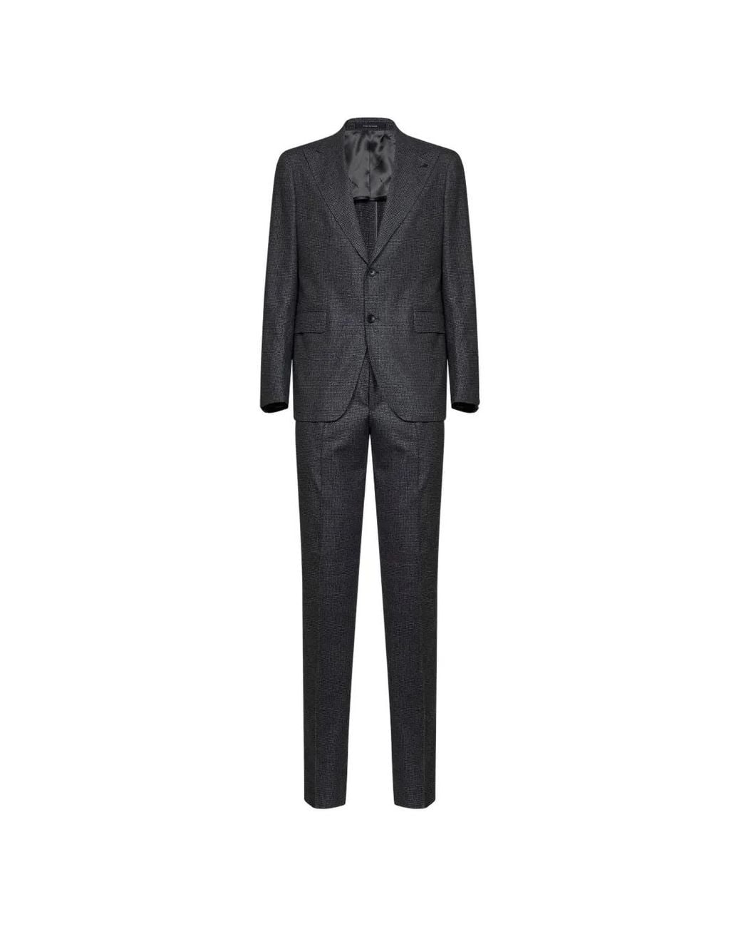 Tagliatore Black Houndstooth Single-Breasted Suit for men