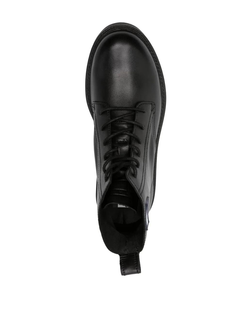 Tommy Hilfiger Black Logo-Patch Lace-Up Leather Boots for men