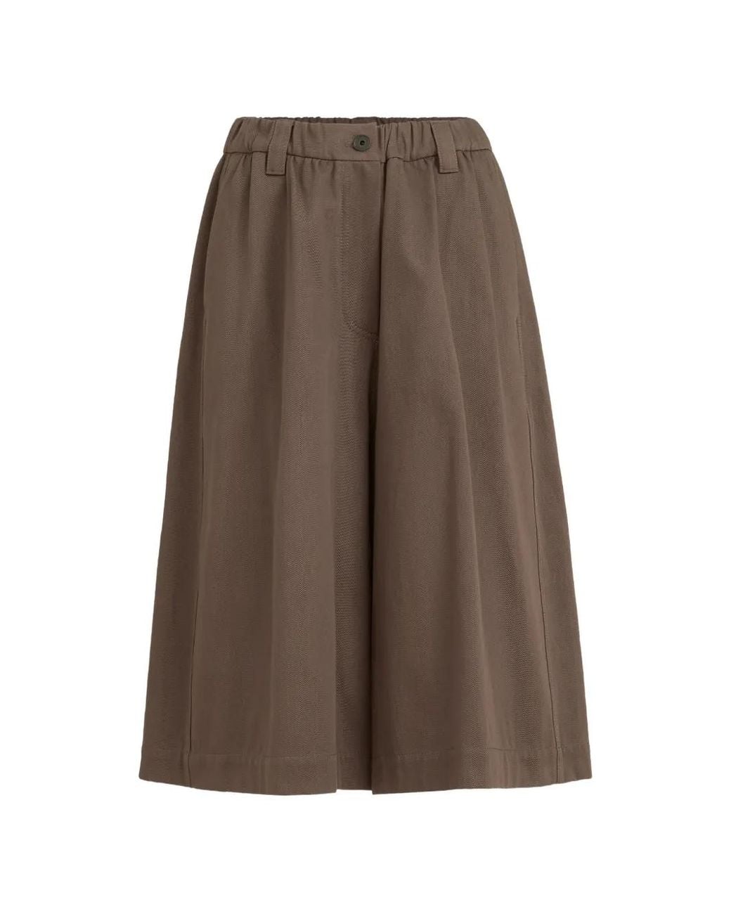 Brunello Cucinelli Brown Gabardine Long Bermuda Shorts