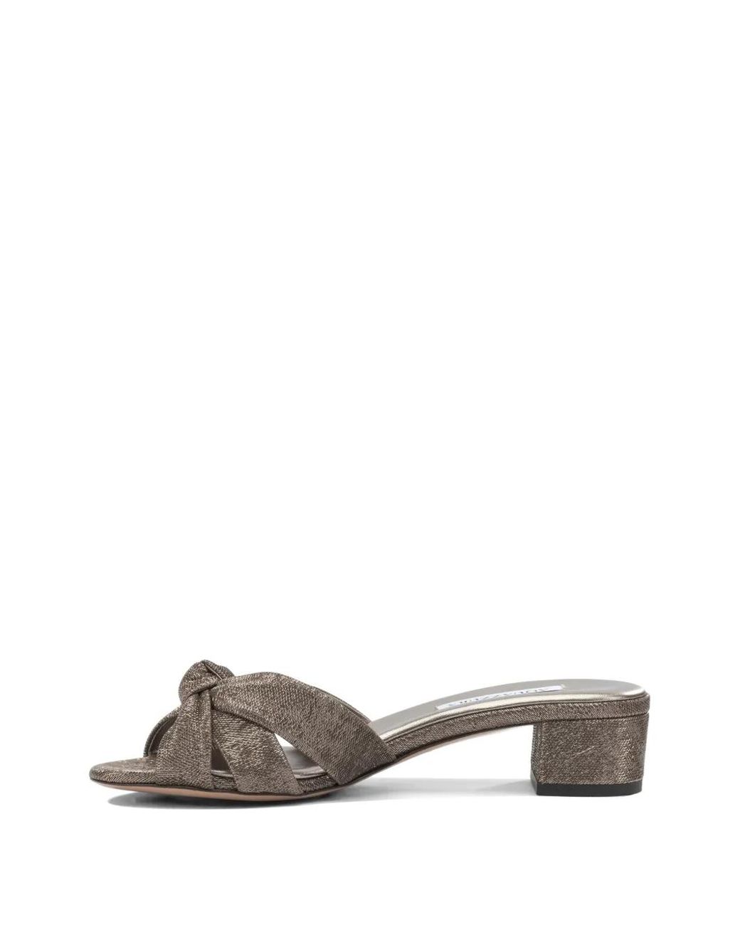 Aquazzura Gray Knot-Detail Laminated Mules