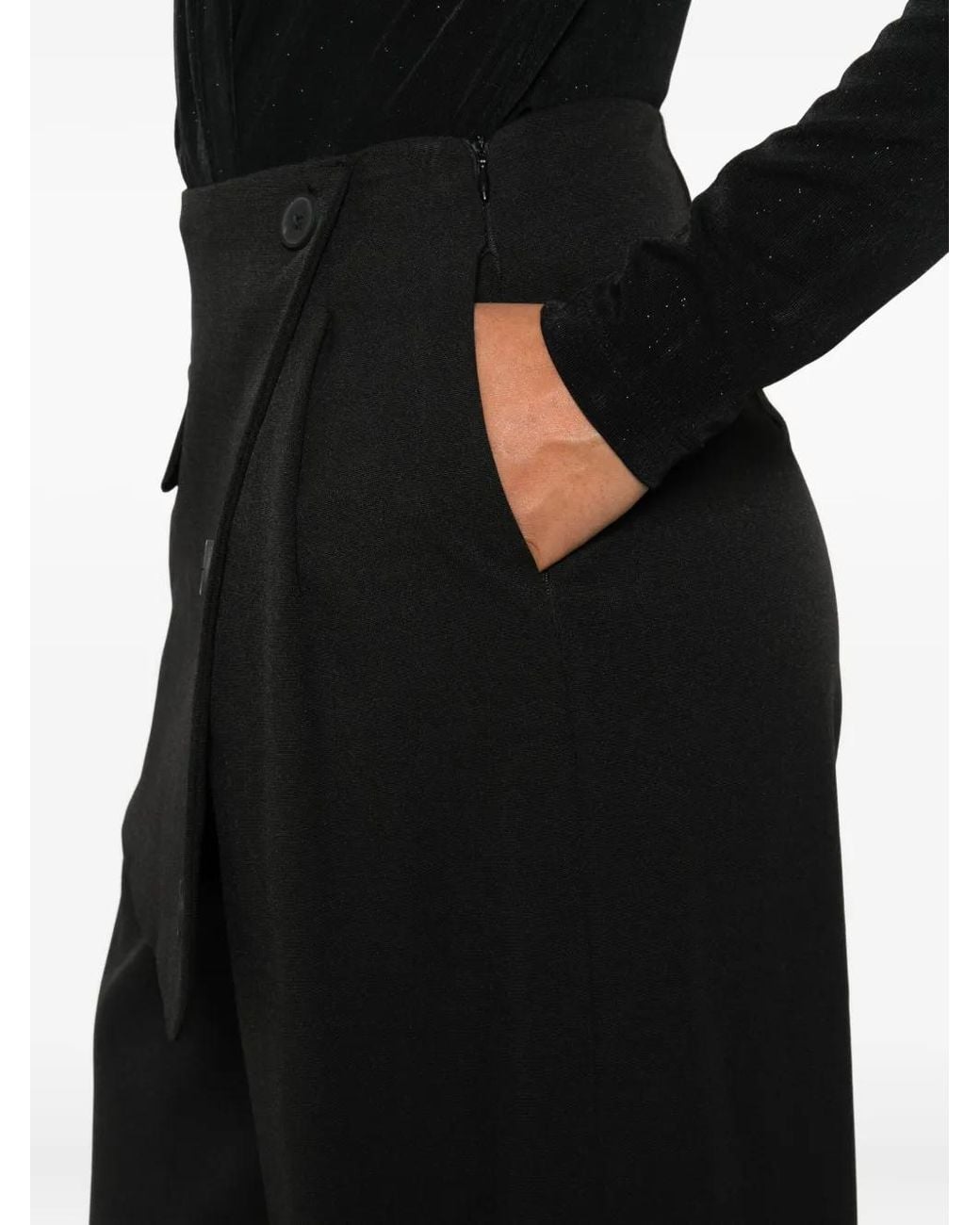 ELEH Black Button-Embellishment Trousers