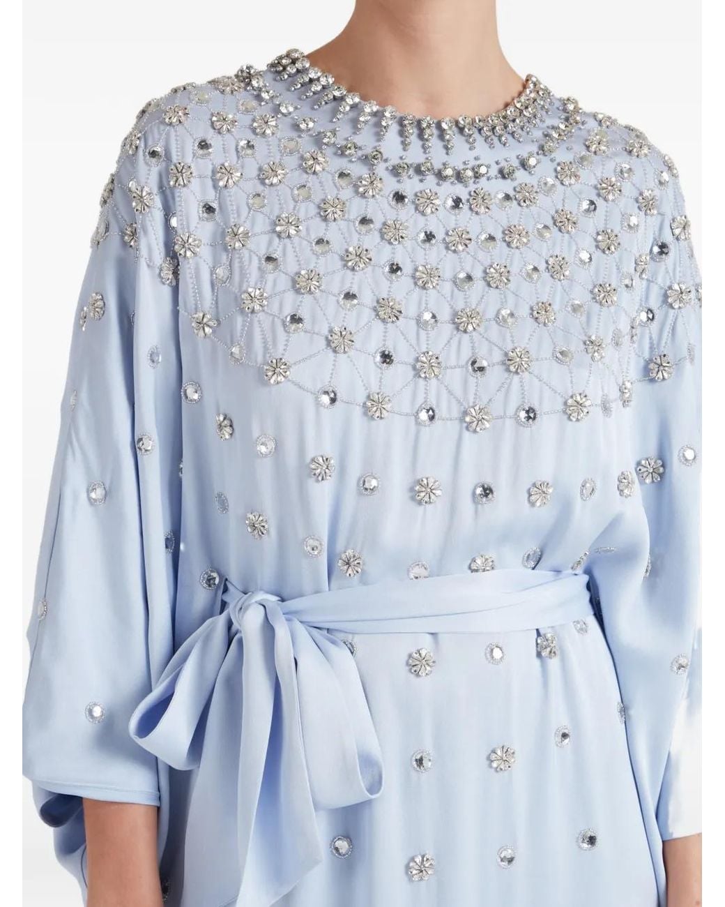 Temperley London Blue Robe Longue Layla À Taille Nouée