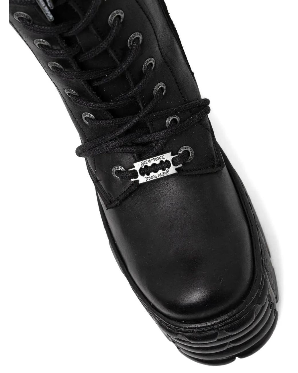 New Rock Black 120Mm Lace-Up Platform Boots