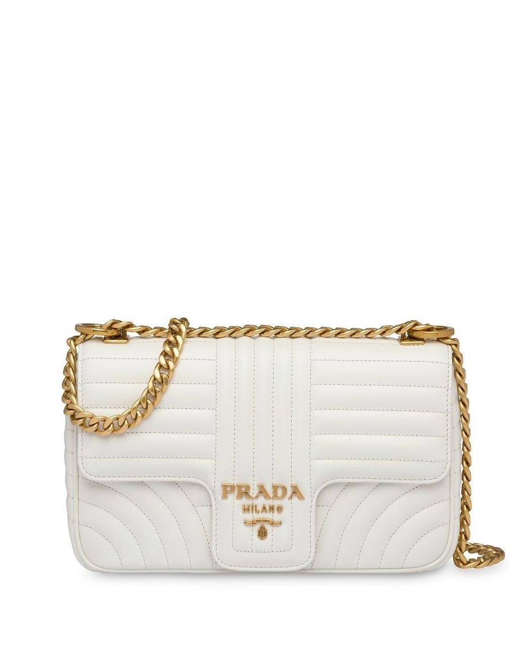 Prada Diagramme Medium Shoulder Bag in White | Lyst