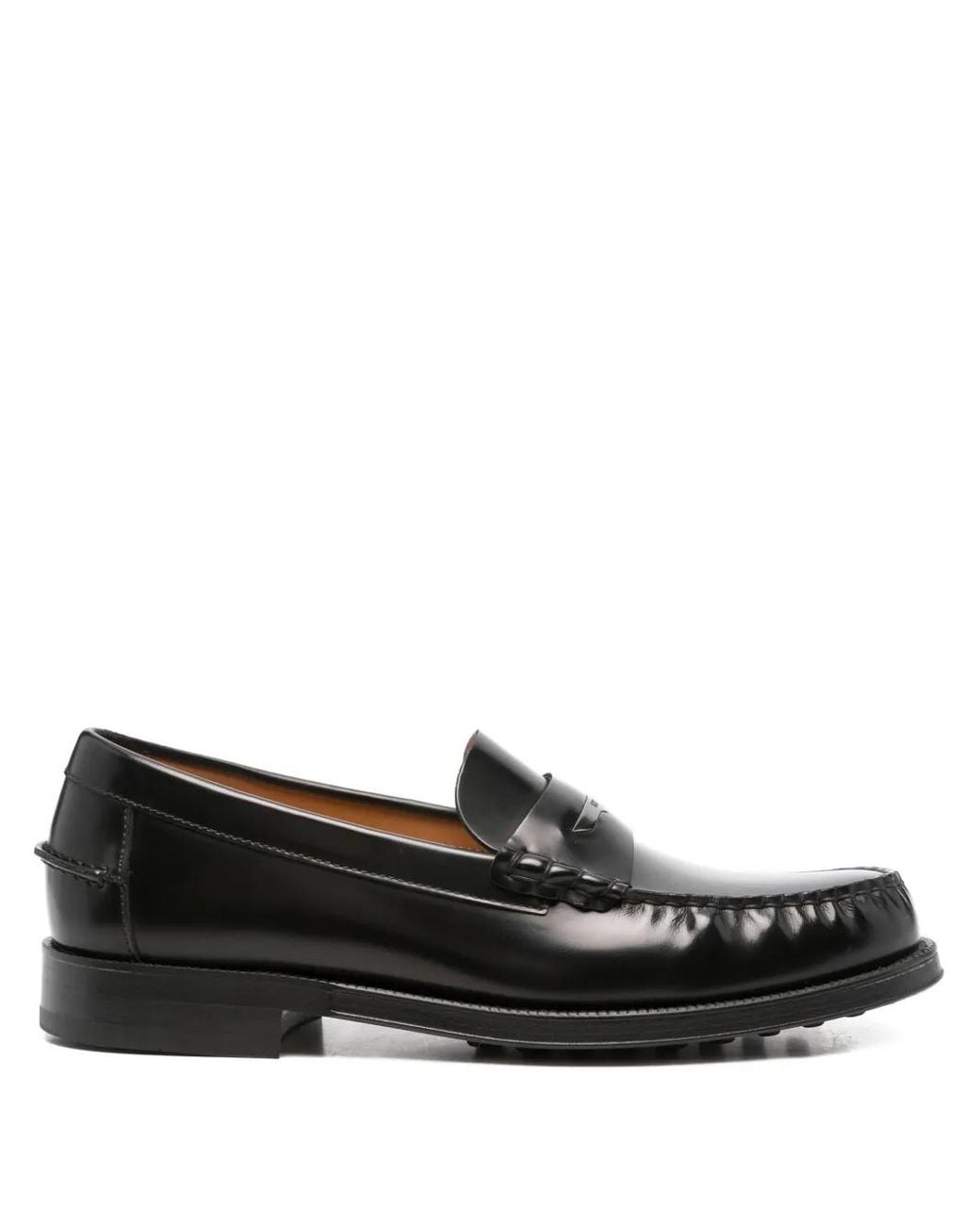 Tod's Black Leather Penny Loafers for men