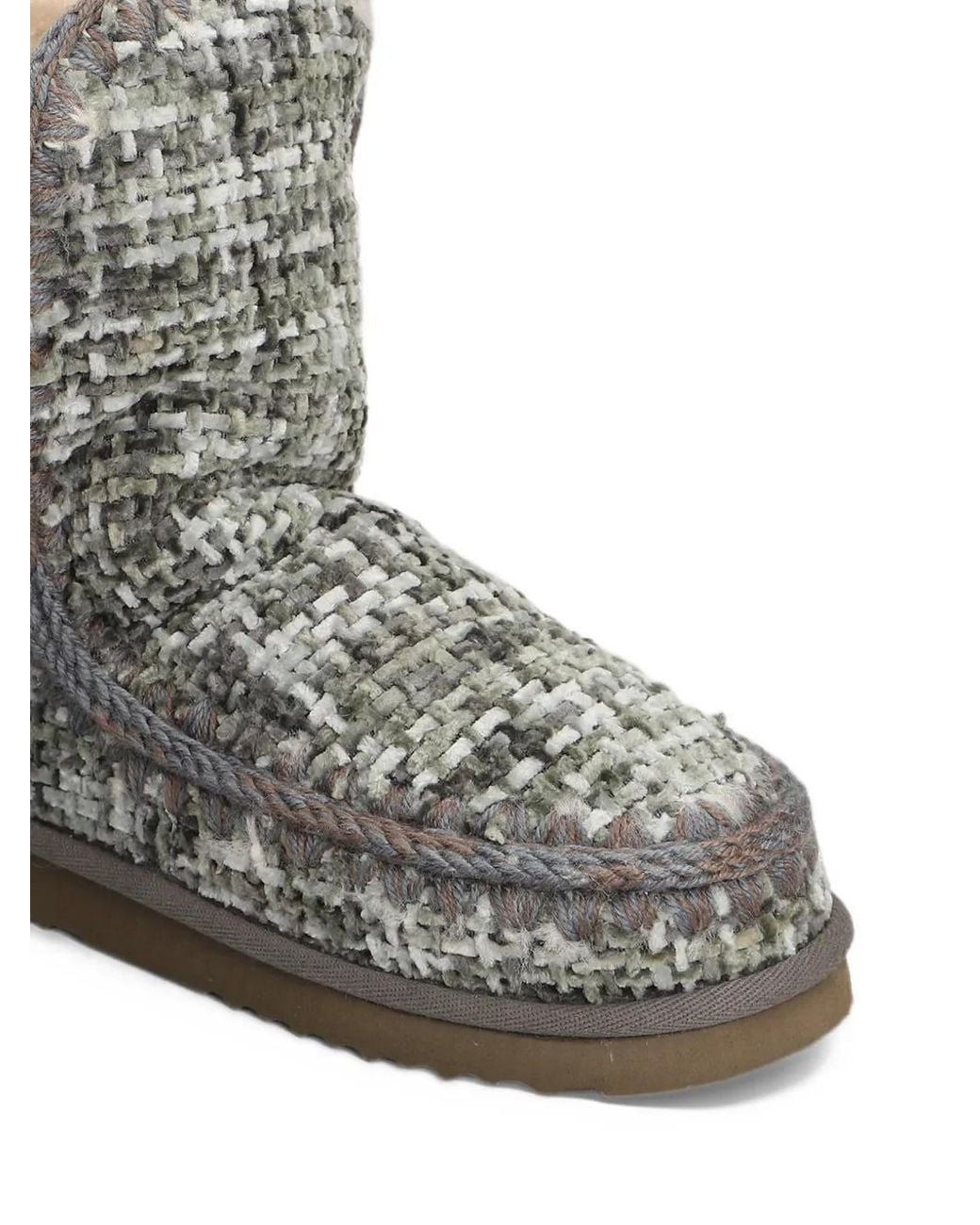 Mou Brown Eskimo 24 Crochet-Trim Boots