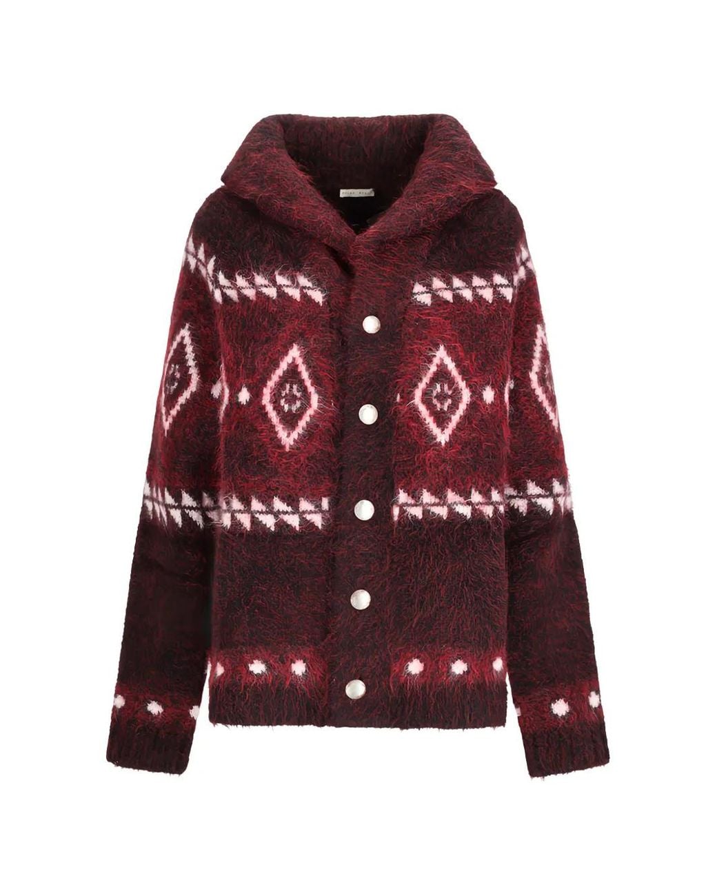 Borgo Asolo Red Rombi Geometric-Pattern Brushed Jacket