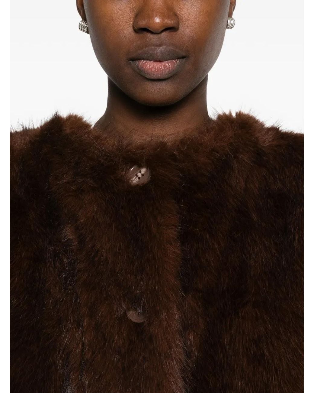 Stand Studio Brown Siena Faux-Fur Button-Up Jacket