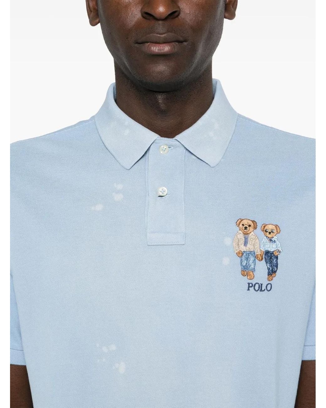 Polo Ralph Lauren Blue Polo Bear-Embroidery Polo Shirt for men