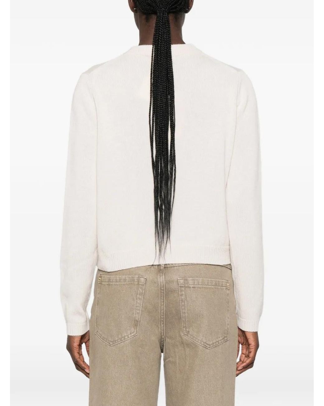 iBlues White Ribbed-Trim Sweater