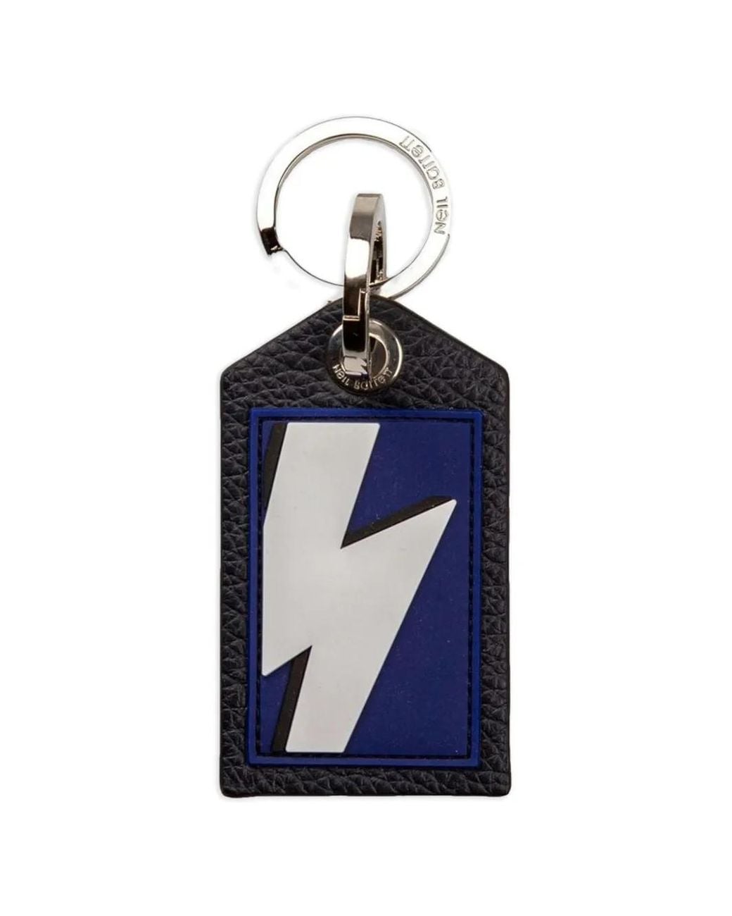 Neil Barrett Blue Thunderbolt-Logo-Patch Keyring