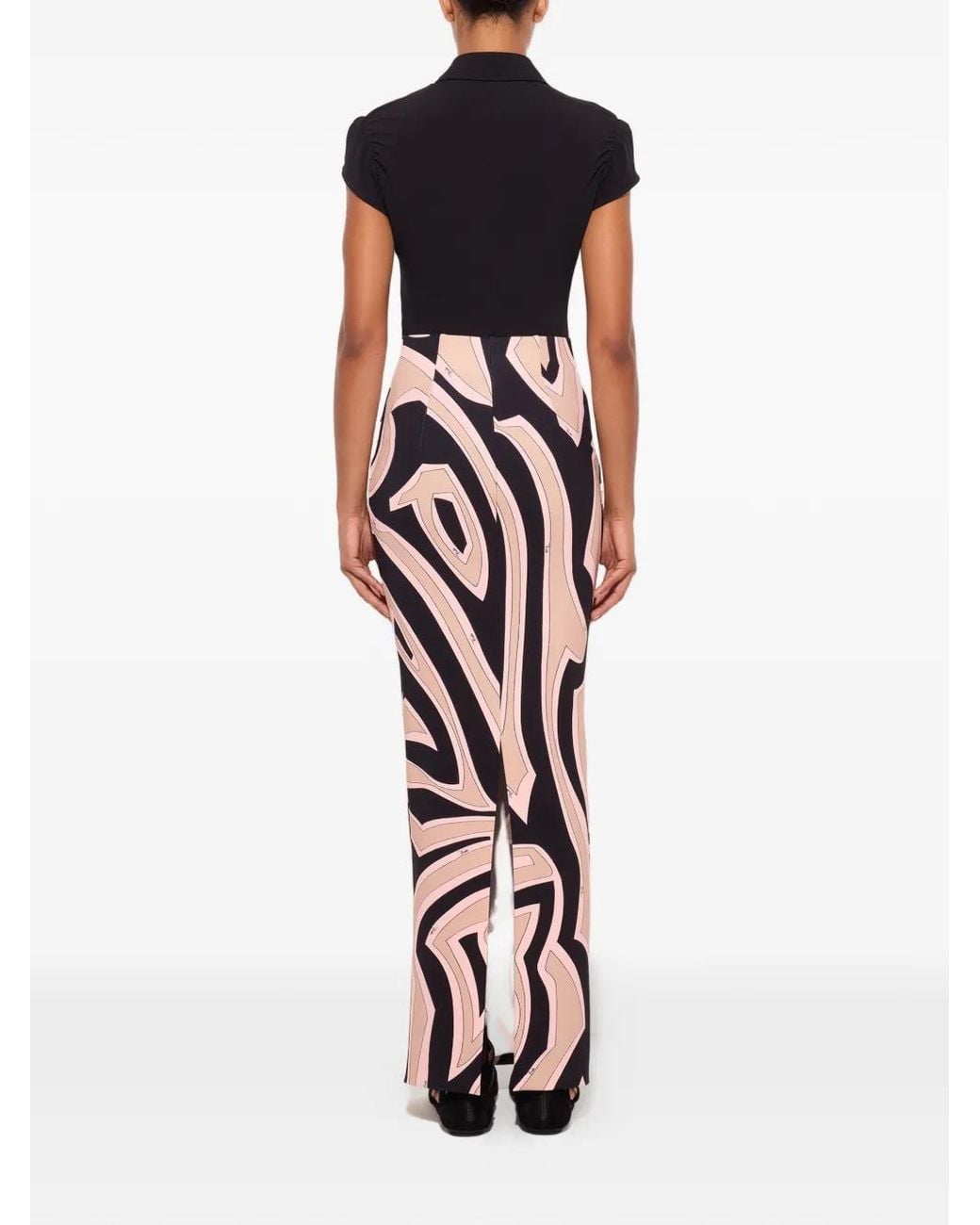 Emilio Pucci White Labirinto Print Long Fitted Skirt
