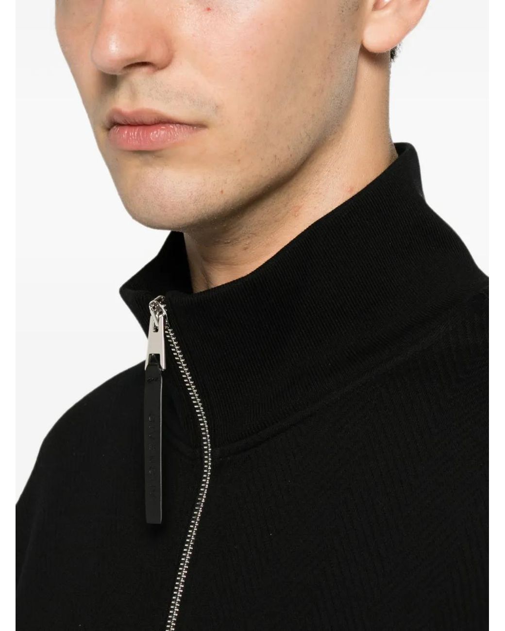 Givenchy Black Herringbone Sweatshirt With Jacquard for men