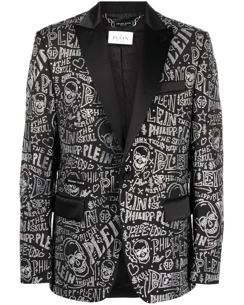 Philipp Plein Black Velvet Blazer Lord Fit Skull And Plein With Crystals for men