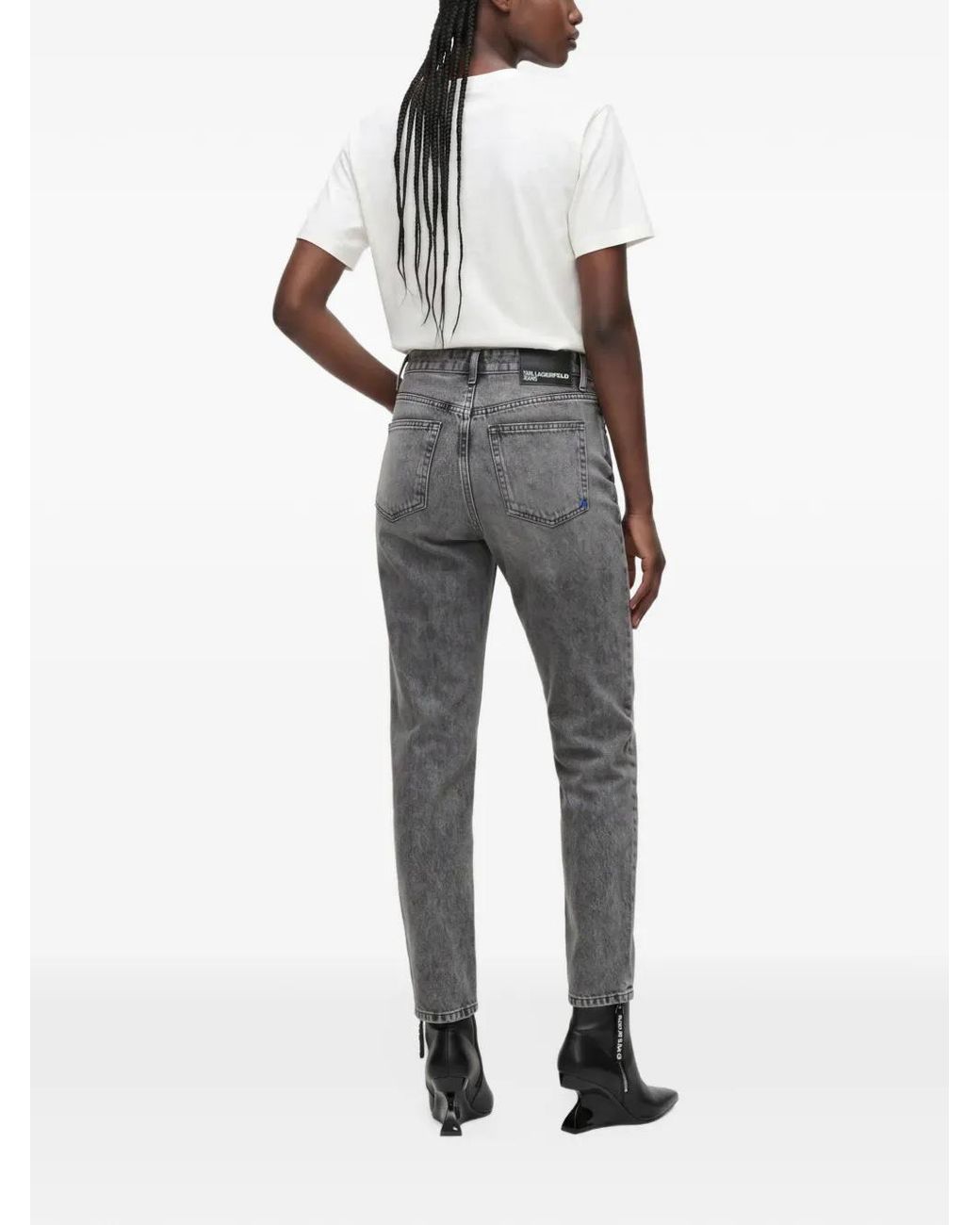 Karl Lagerfeld Gray Cut-Out Mom Jeans