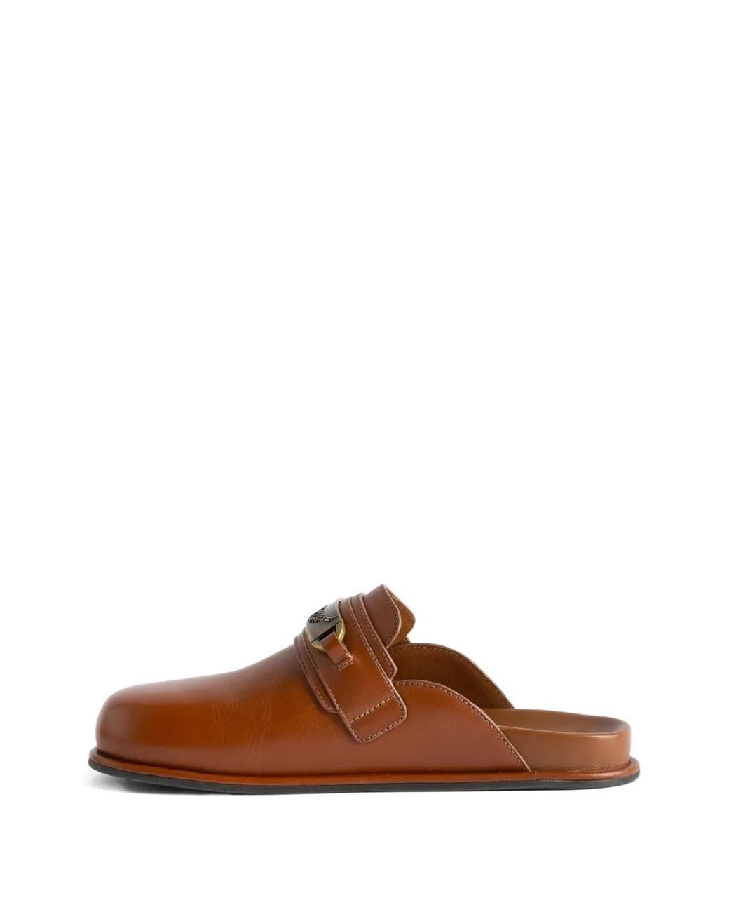 Zadig & Voltaire Brown Angie Gourmette Leather Mules