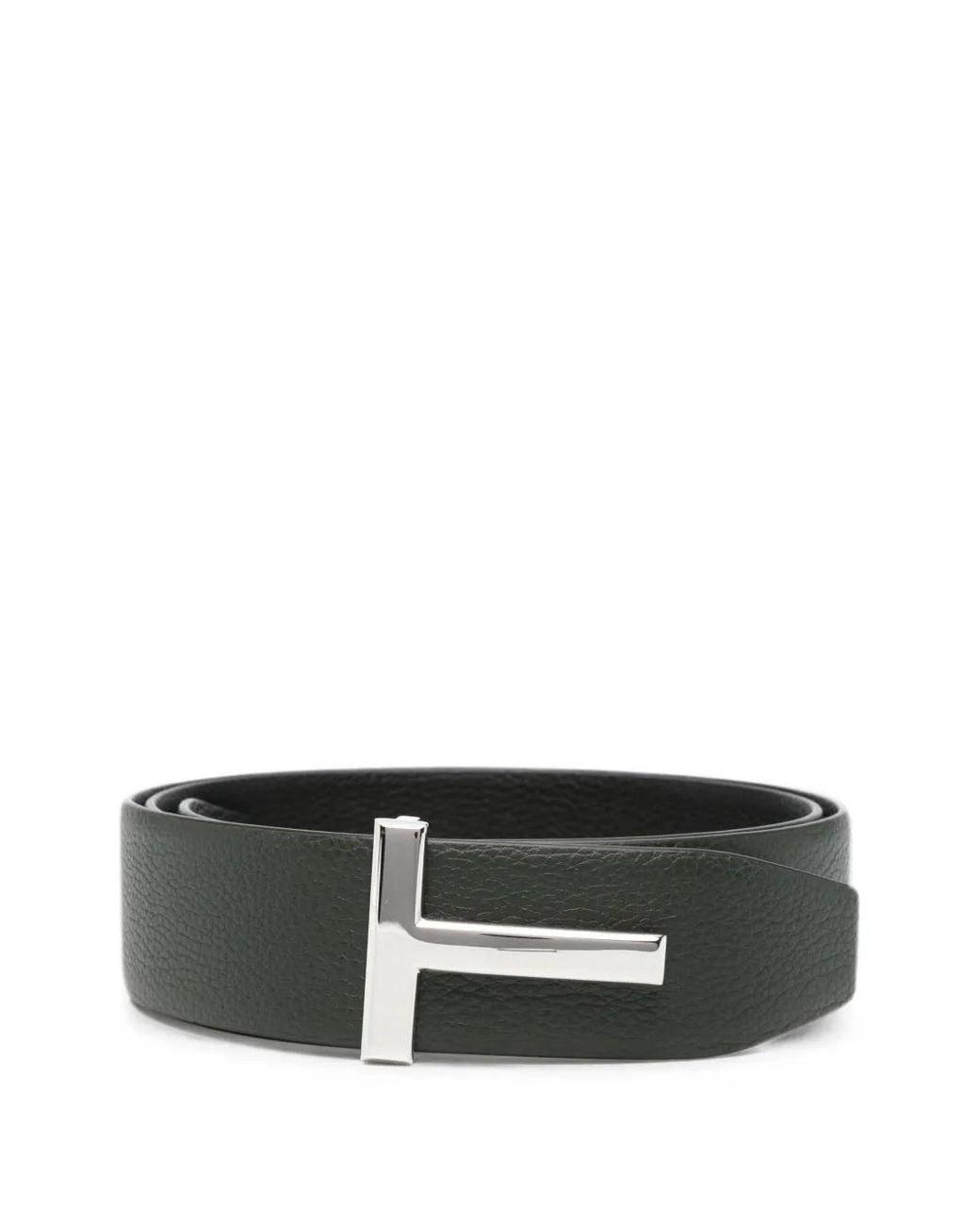 Tom Ford Black T-Buckle Grained Leather Belt for men