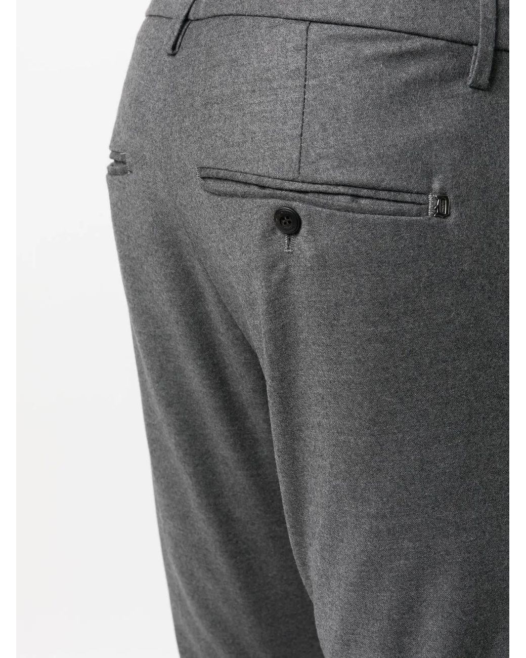 Dondup Gray Virgin-Wool Tapered Trousers for men