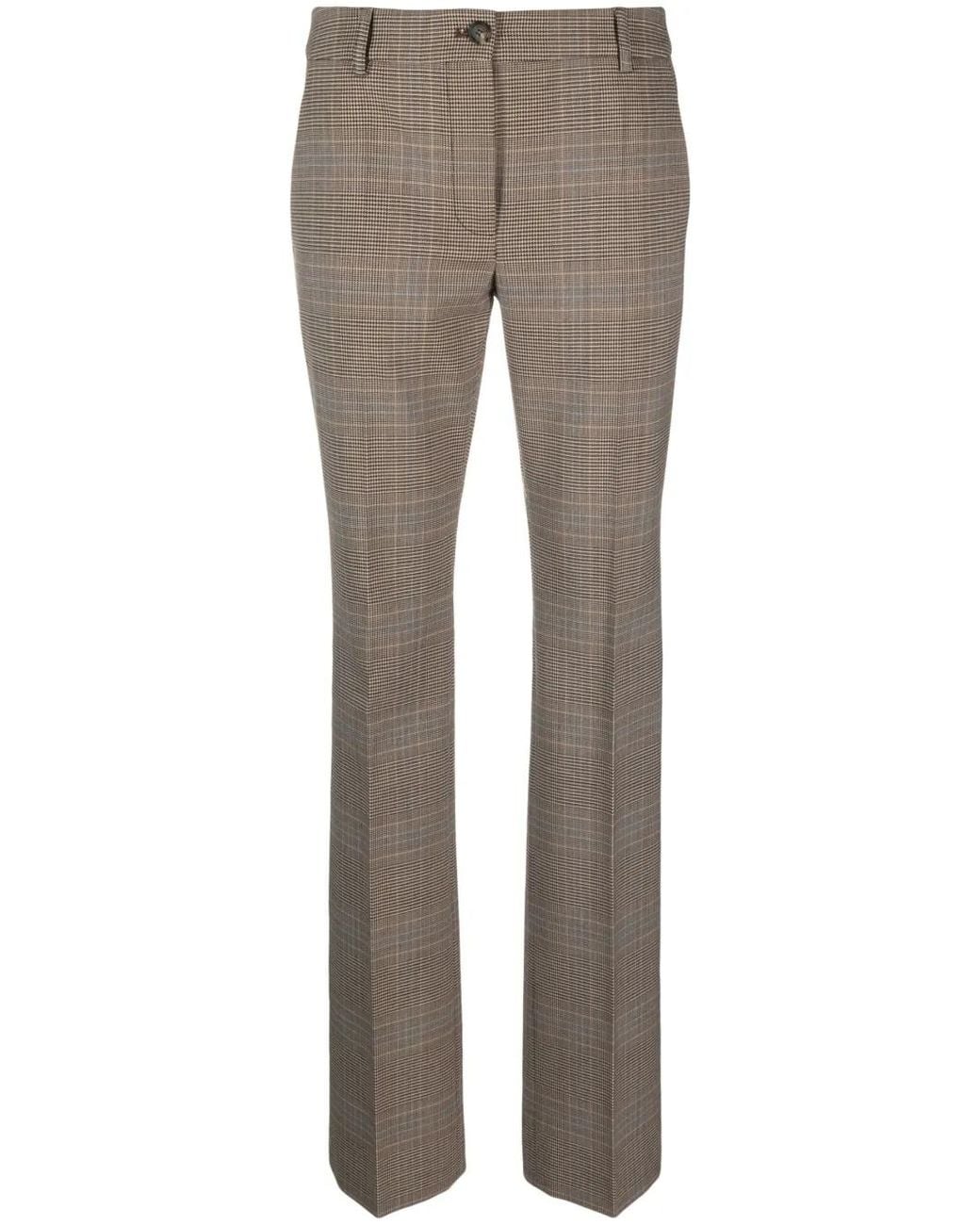 Moschino Gray Checked Straight-Leg Trousers