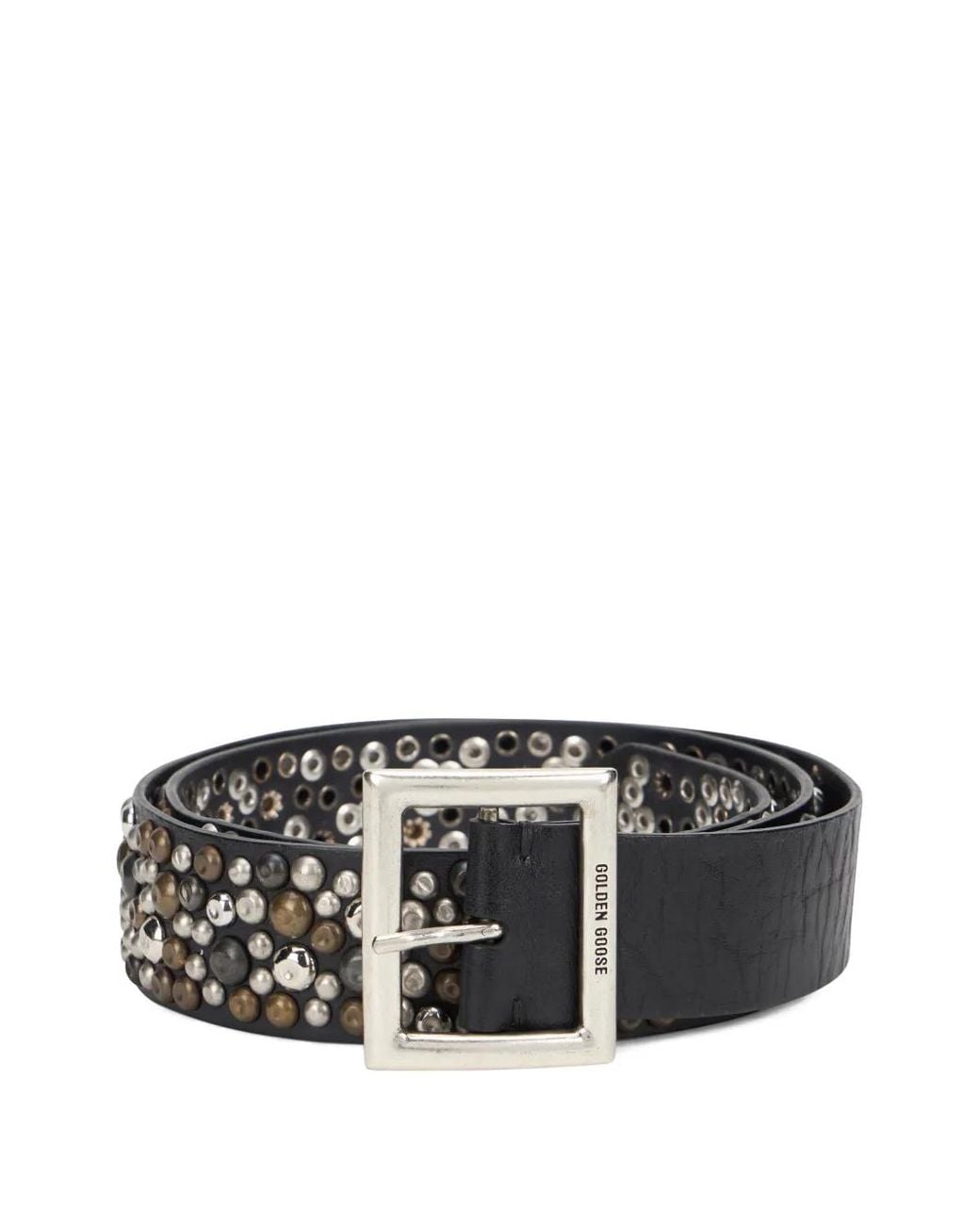 Golden Goose Deluxe Brand Gray Stud-Embellished Leather Belt