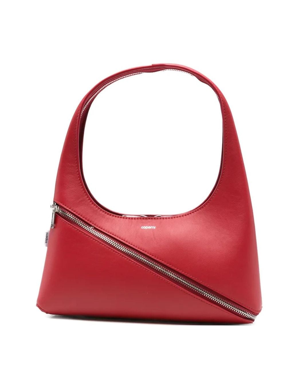 Coperni Red Diagonal-Zip Leather Shoulder Bag