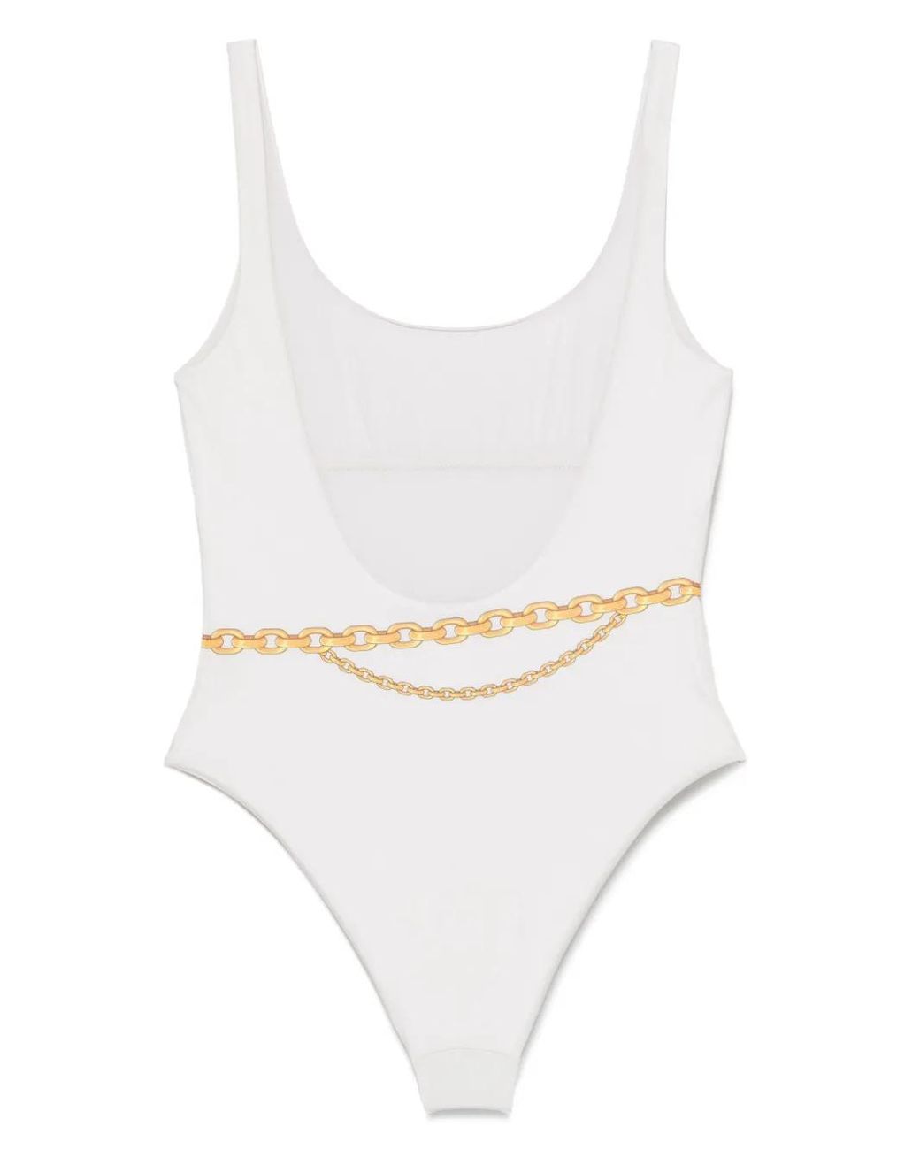 Versace White One-Piece Swimsuit With Chain Print