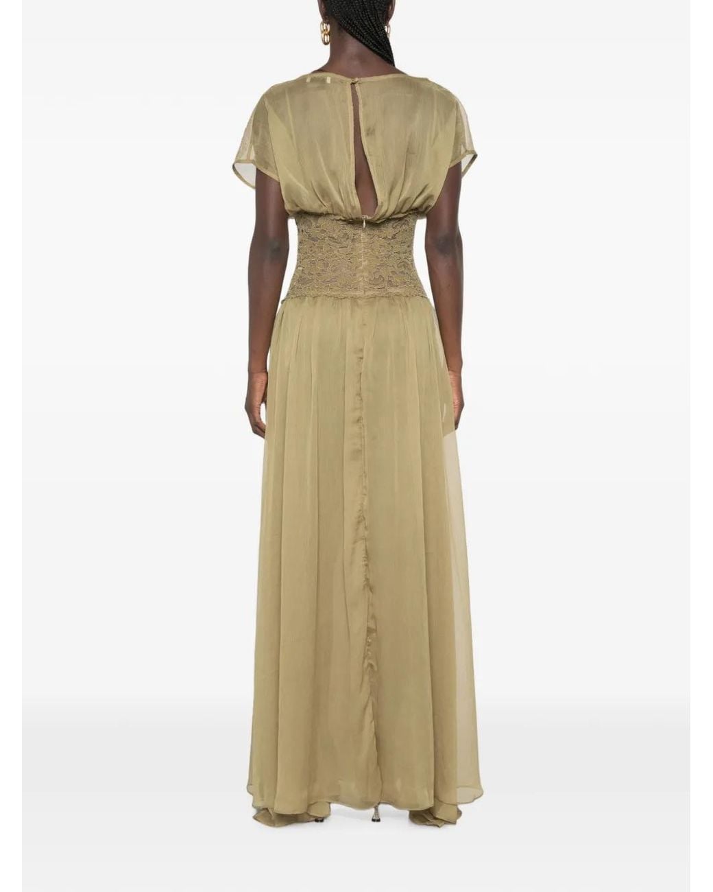Arcina Ori Natural Mary Jane Lace-Panelled Maxi Dress