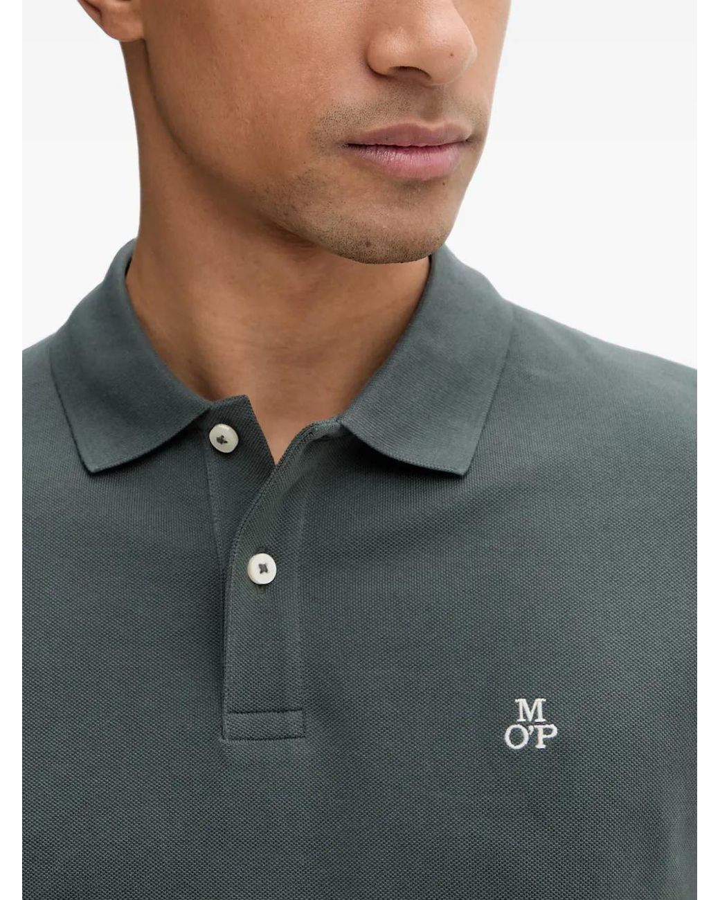Marc O' Polo Green Logo-Embroidered Piqué Polo Shirt for men
