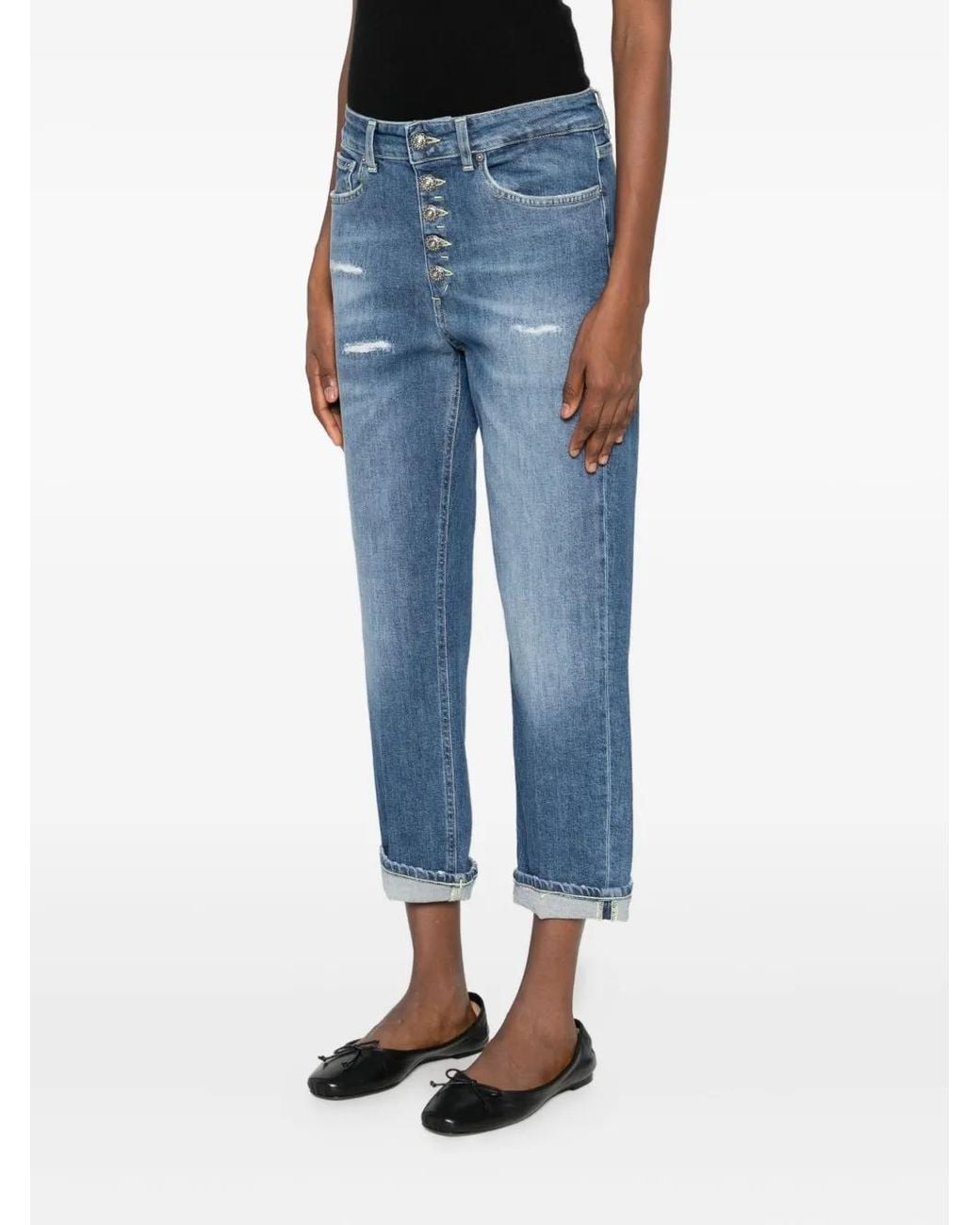 Dondup Blue Buttoned Distressed Denim