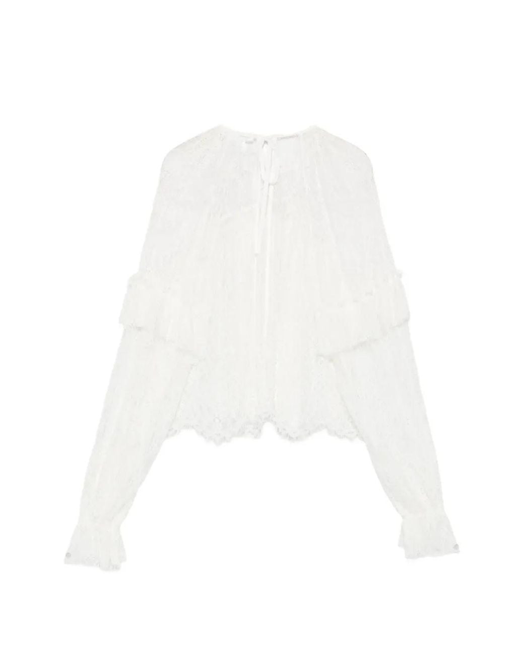 Ba&sh White Clavio Ruffled Lace Blouse