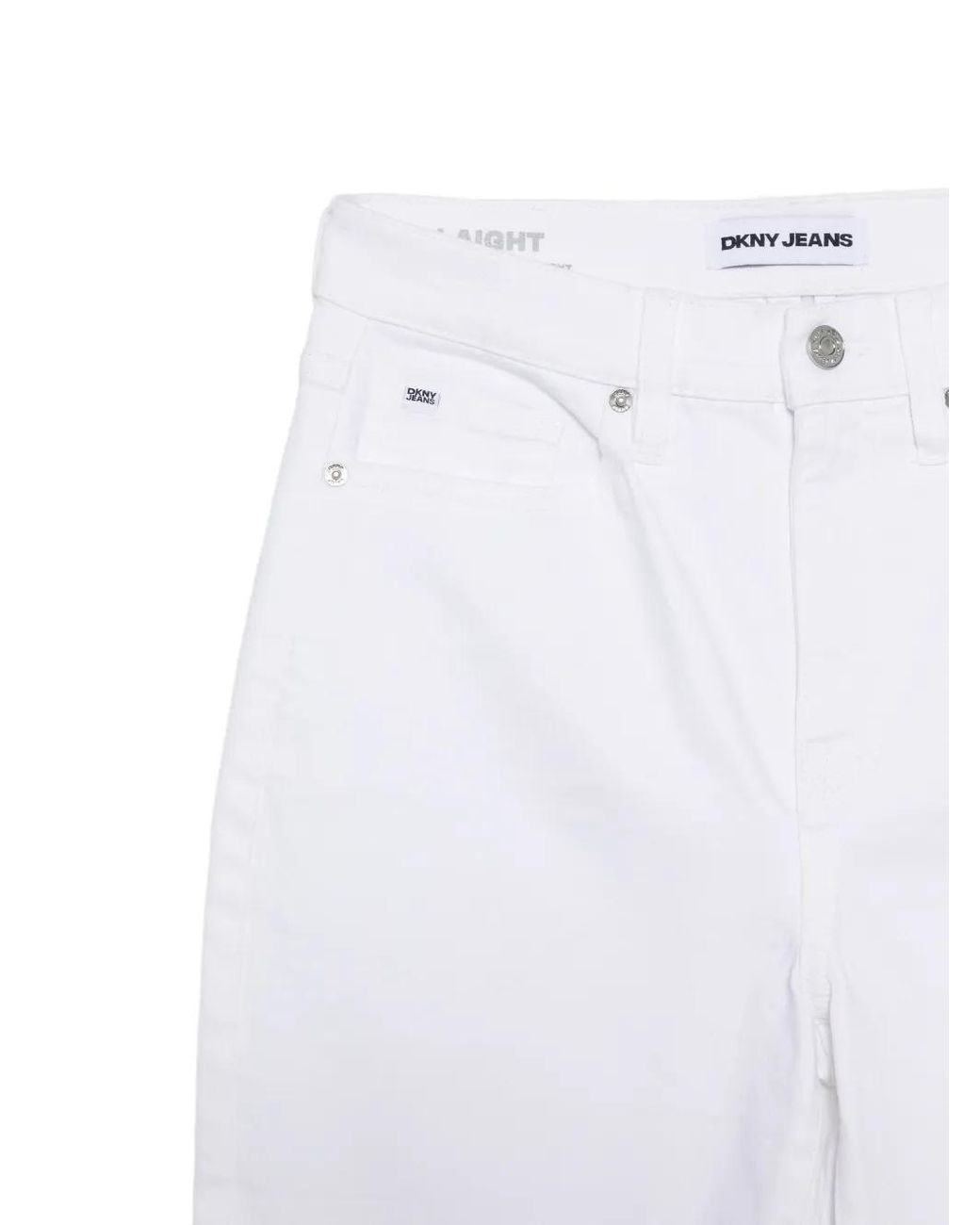 DKNY White Logo-Patch Straight-Leg Jeans