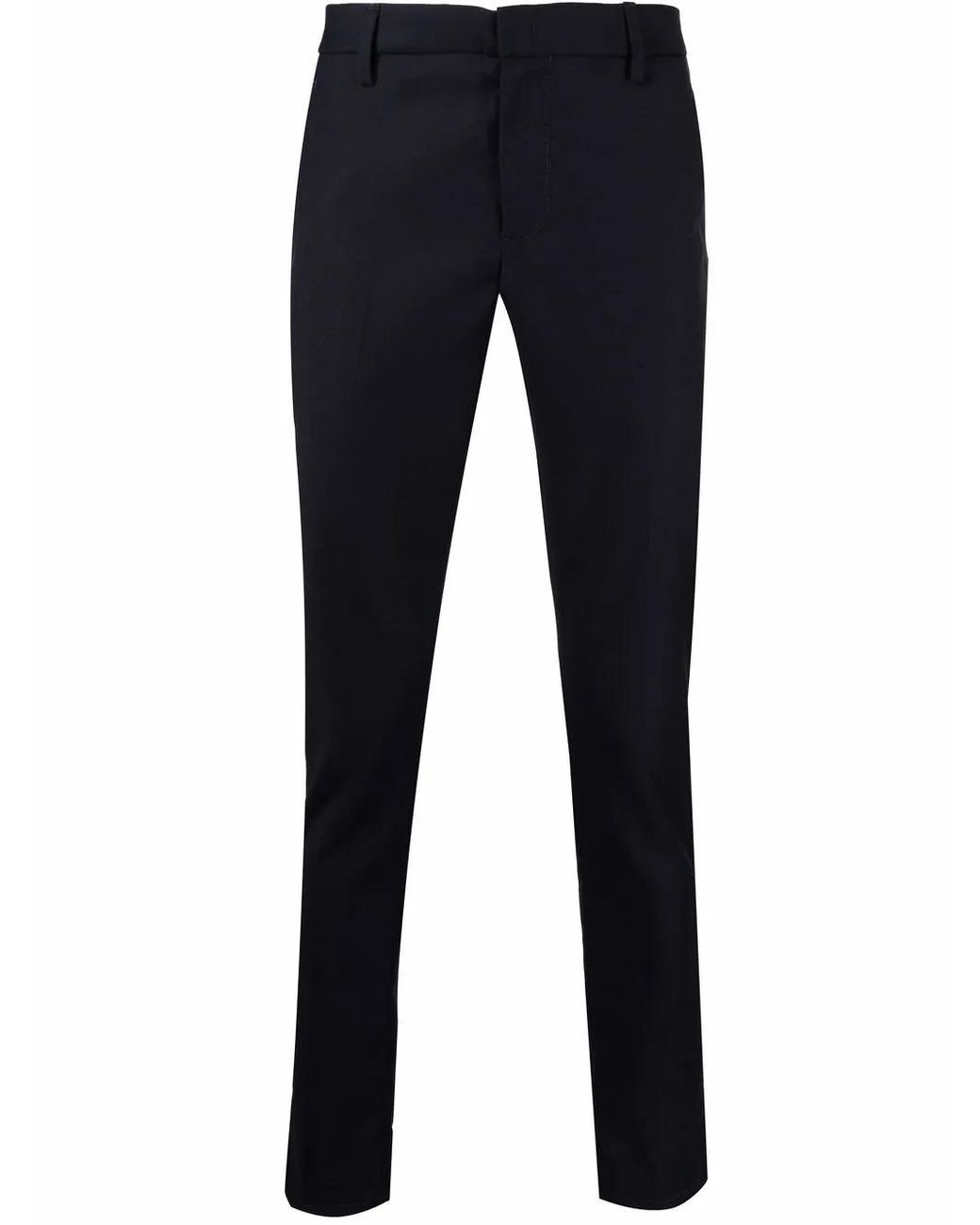 Dondup Blue Straight-Leg Virgin Wool Trousers for men