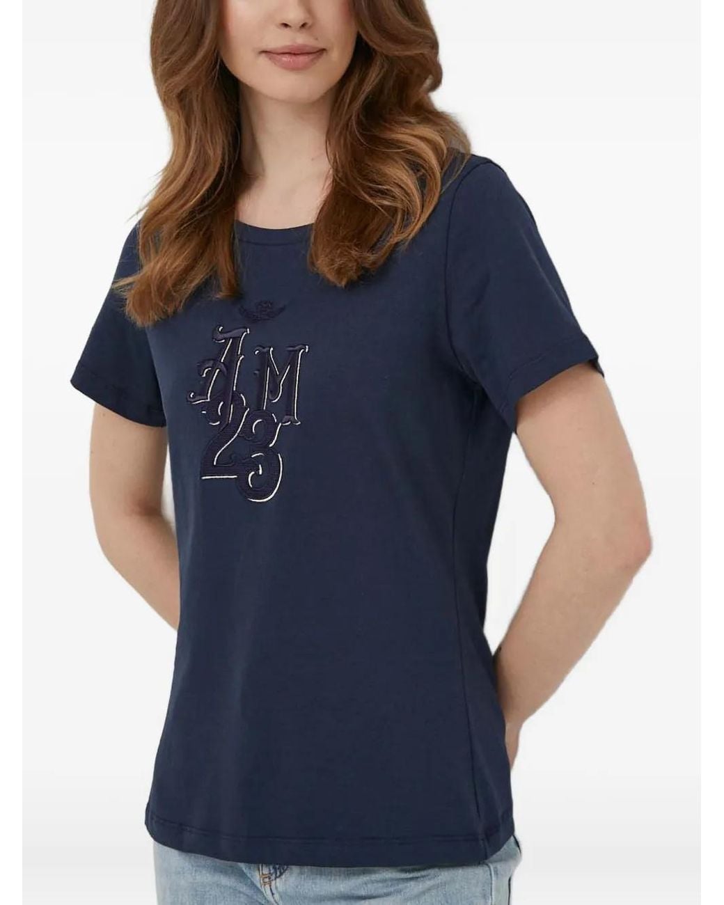 Aeronautica Militare Blue Embroidered Logo T-Shirt