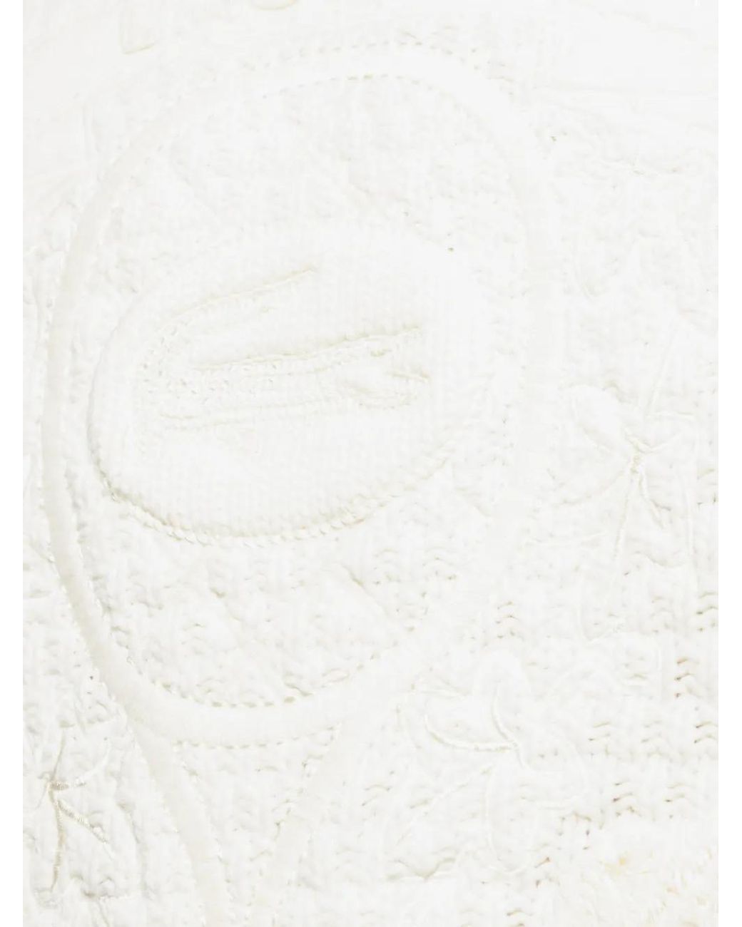 Lacoste White Embossed Crew-Neck Sweater for men