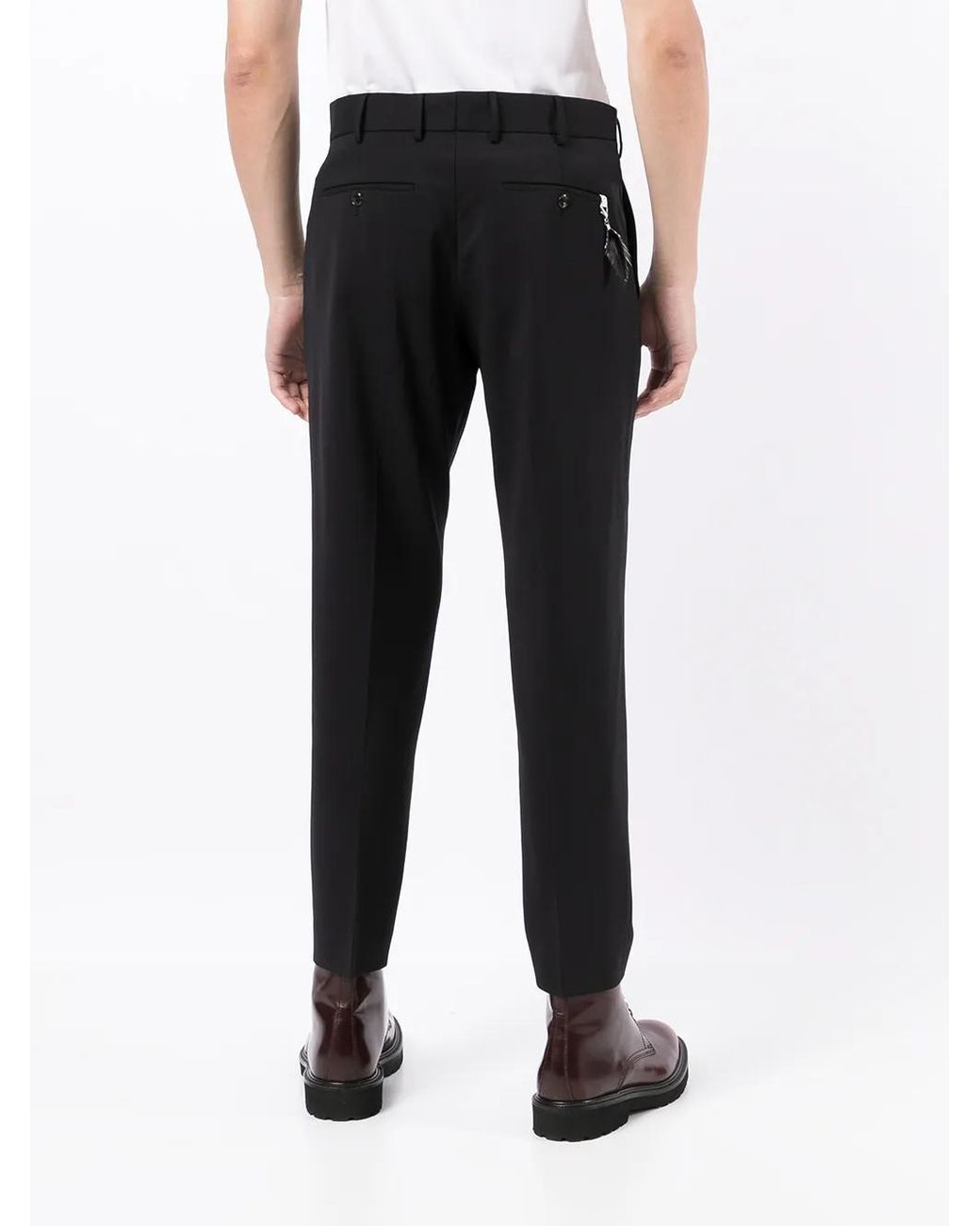 PT Torino Black Tapered Slim-Cut Trousers for men
