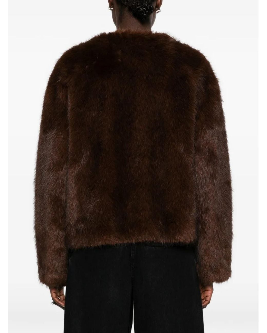Stand Studio Brown Siena Faux-Fur Button-Up Jacket