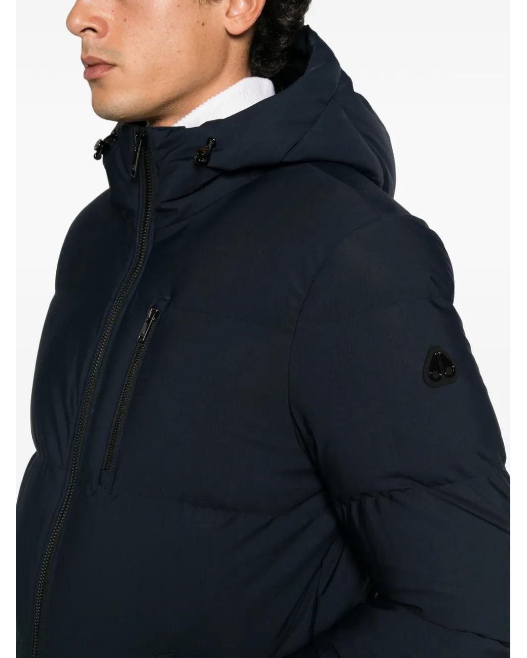 Moose Knuckles Blue Soho 3Q Quilted Hooded Coat for men